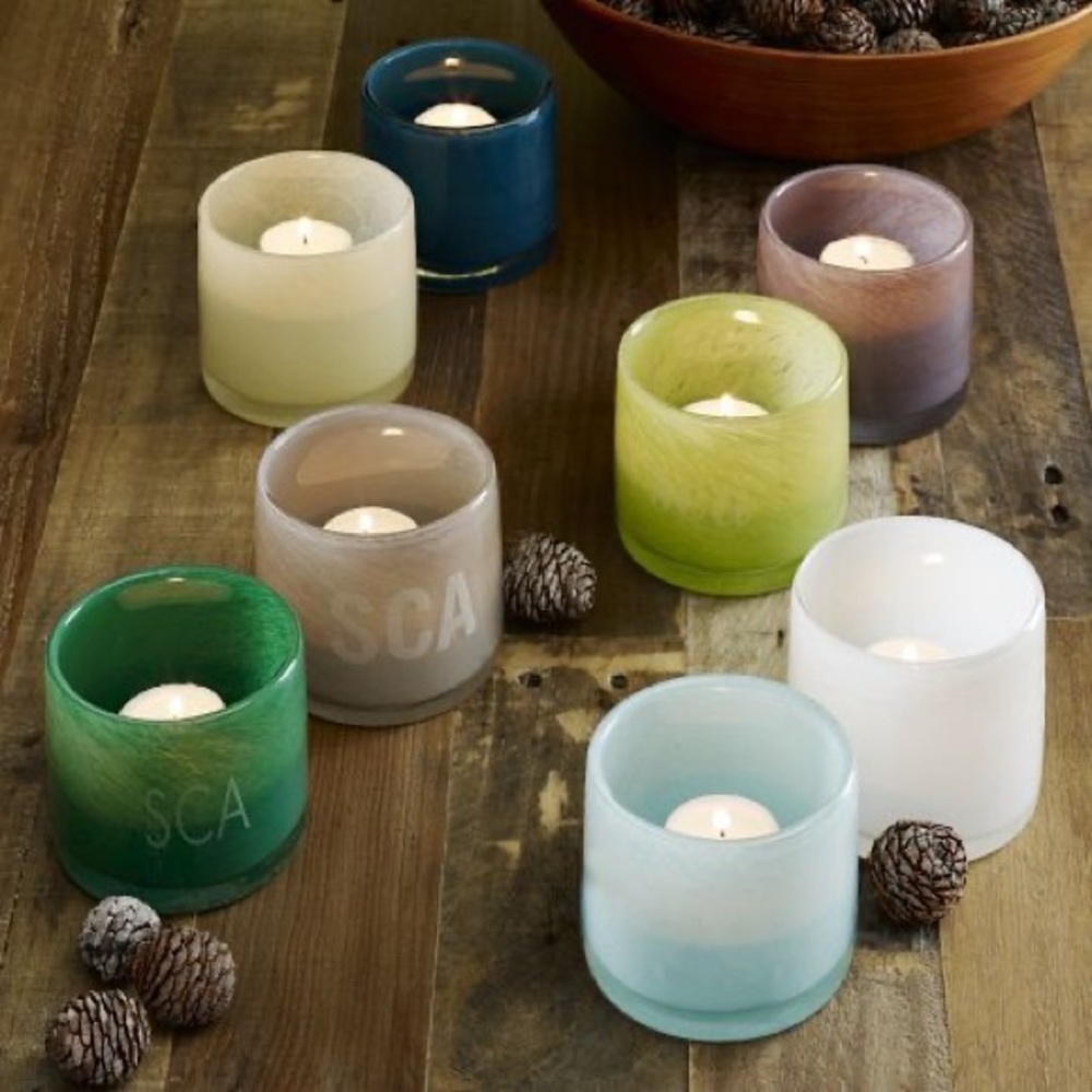 west elm glass tealight holders - 3 total